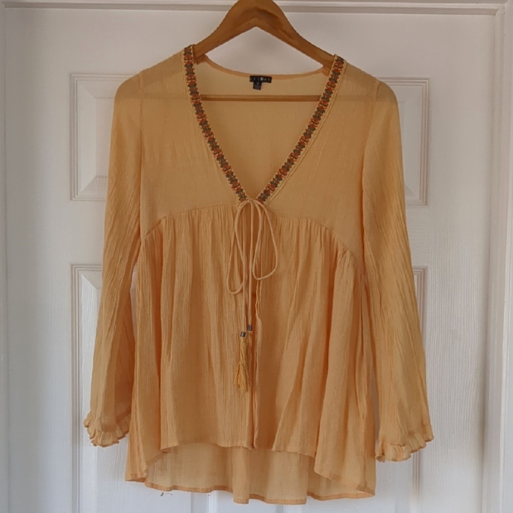Women's Orange/Yellow Top with Embellished Neckline